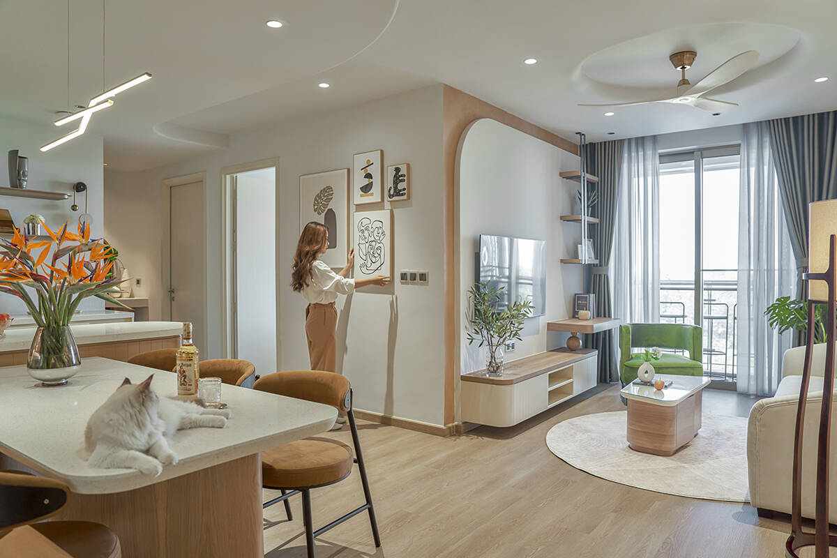 Modern Artistic Apartment Takeaway Decor Reference: Modern Art Apartment Chất Nghệ Từ Net Cong Mềm Mại