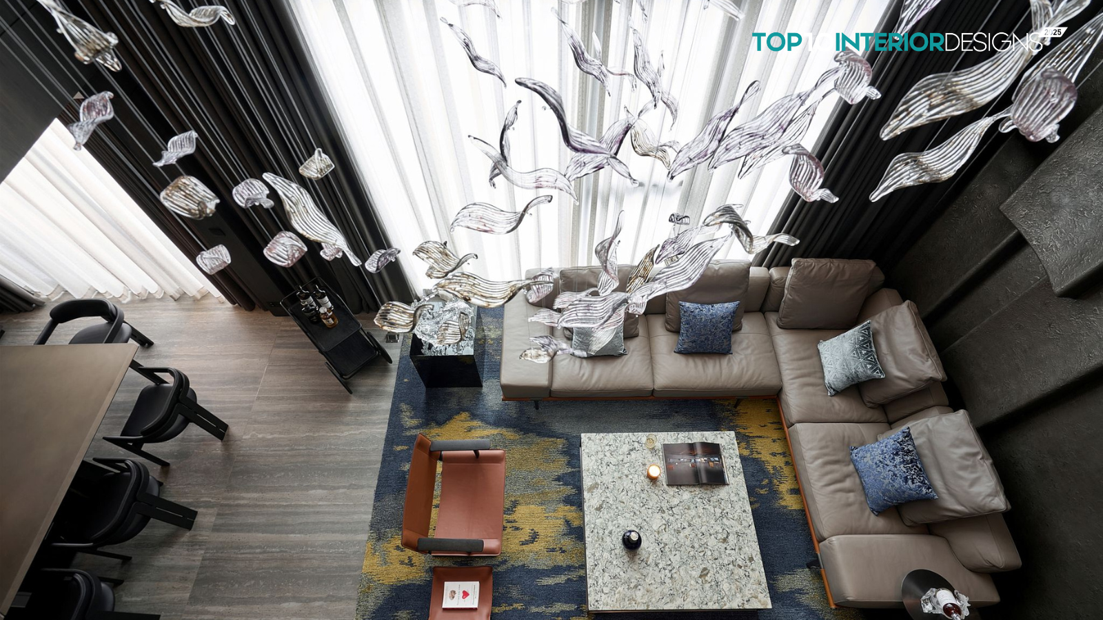 IL Vento Penthouse: Không gian duplex với bảng màu tối, tôn vinh nghệ thuật và tầm nhìn sông Sài Gòn | APS Concept