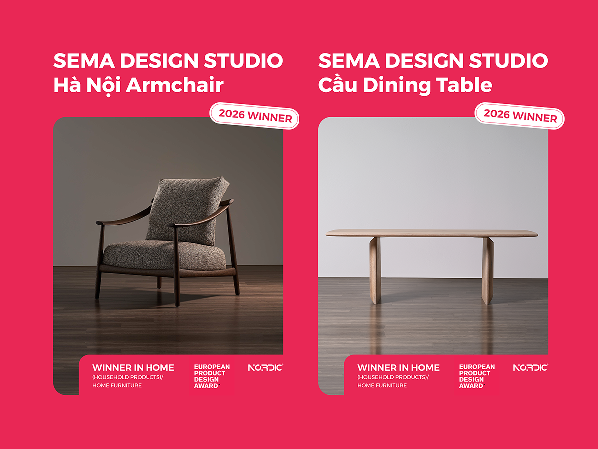 Hai thiết kế nội thất của NORDIC được vinh danh tại European Product Design Award 2026